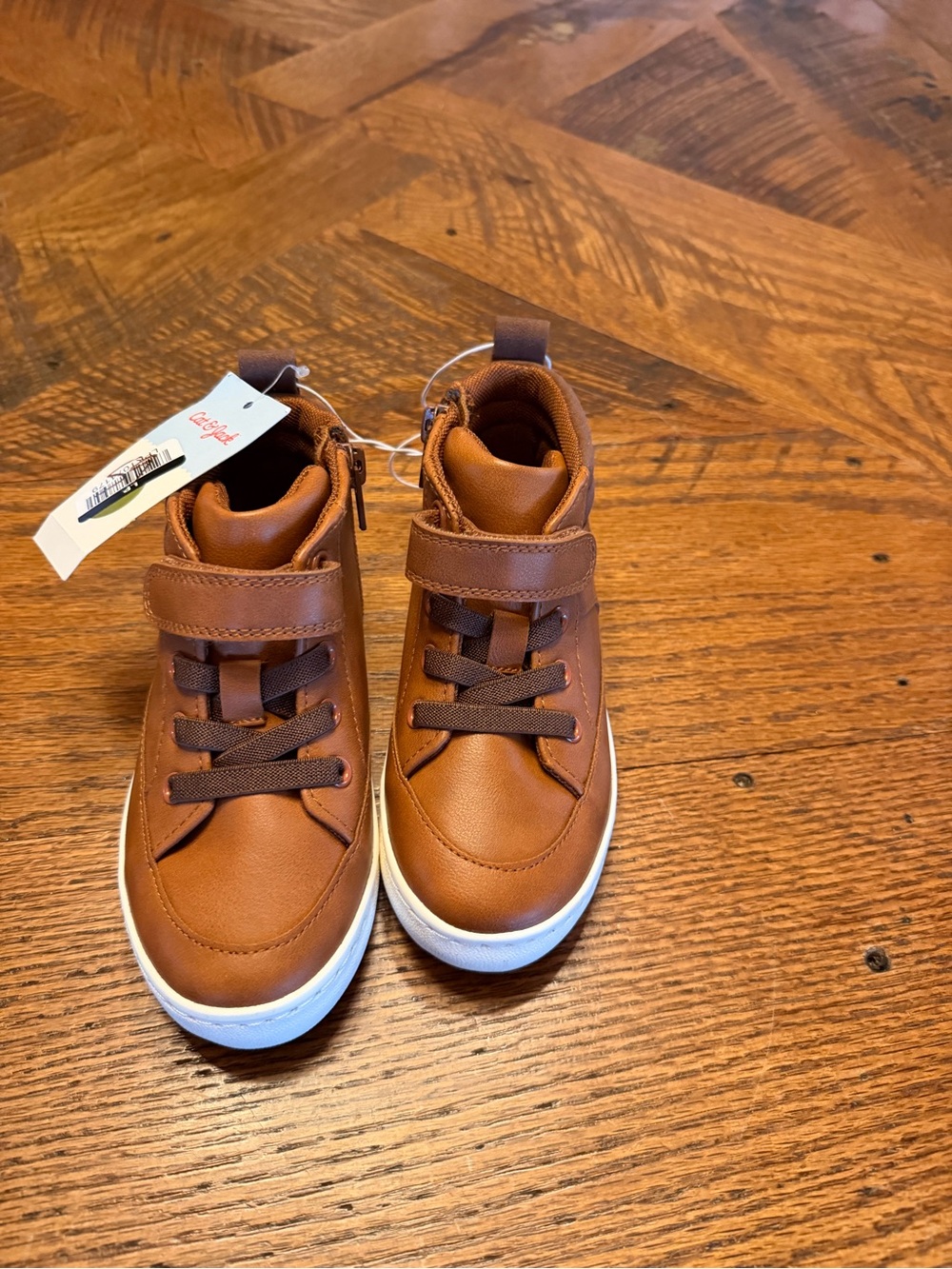 Cat & Jack Brown High-Top Kids Sneakers with White Sole Sz 11